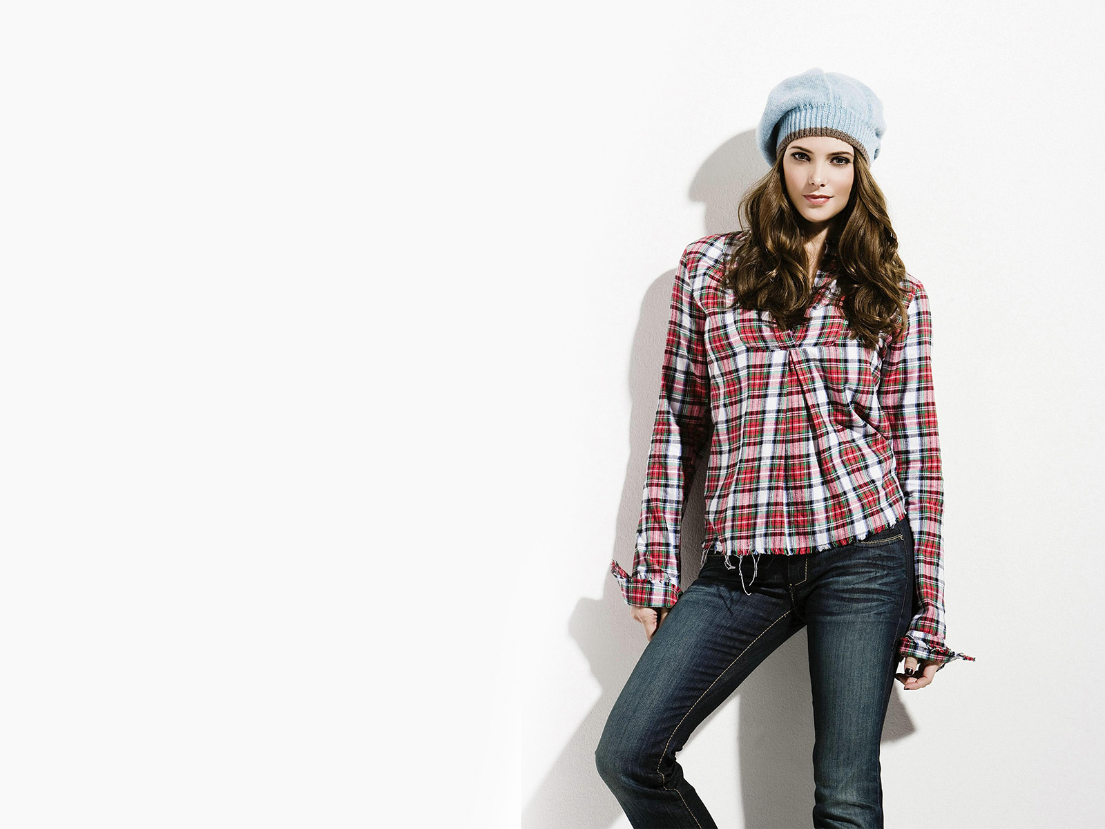 Red,& White Checkered Top Blue Jeans