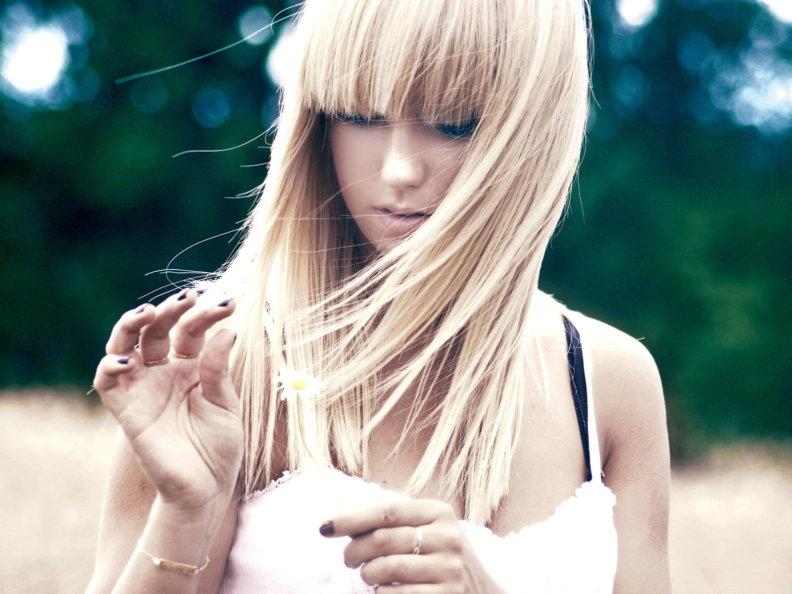 White,top With Black Bra Strap