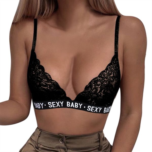 Women's underwear sexy beauty back gathered bra thin fashion letters printed lace stitching comfortable bras for women 05*