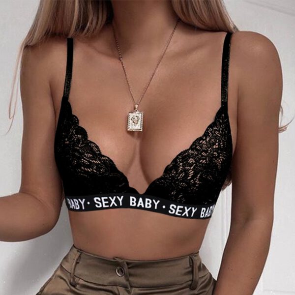Women's underwear sexy beauty back gathered bra thin fashion letters printed lace stitching comfortable bras for women 05*