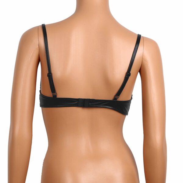 US stock Sexy Women Lingerie Erotic Sissy Exposed Breast Nipple Bra Top Porno Open Cups Shelf Bra Femme Wetlook Leather Bralette