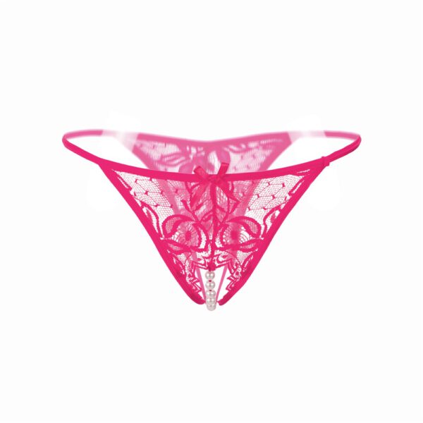 Women Lace Crotchless Panties Crotch Thong With Pearls Massaging Underwear