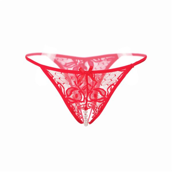Women Lace Crotchless Panties Crotch Thong With Pearls Massaging Underwear