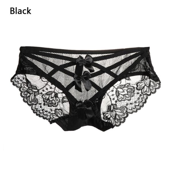 1PC Sexy Erotic Panties for Women Lace Bow Briefs G-String Low Waist Sexy Cross Bandage Transparent Thong Lingerie Underwear
