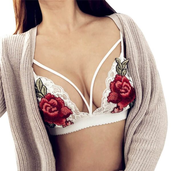 Women's bra applique bandage lace tight crop top purely sexy sexy gathered sexy bra сексуальное белье sütyen эротическое 05*